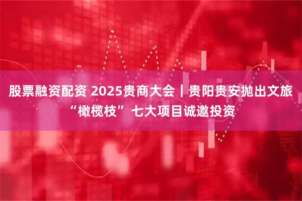 股票融资配资 2025贵商大会｜贵阳贵安抛出文旅“橄榄枝” 七大项目诚邀投资